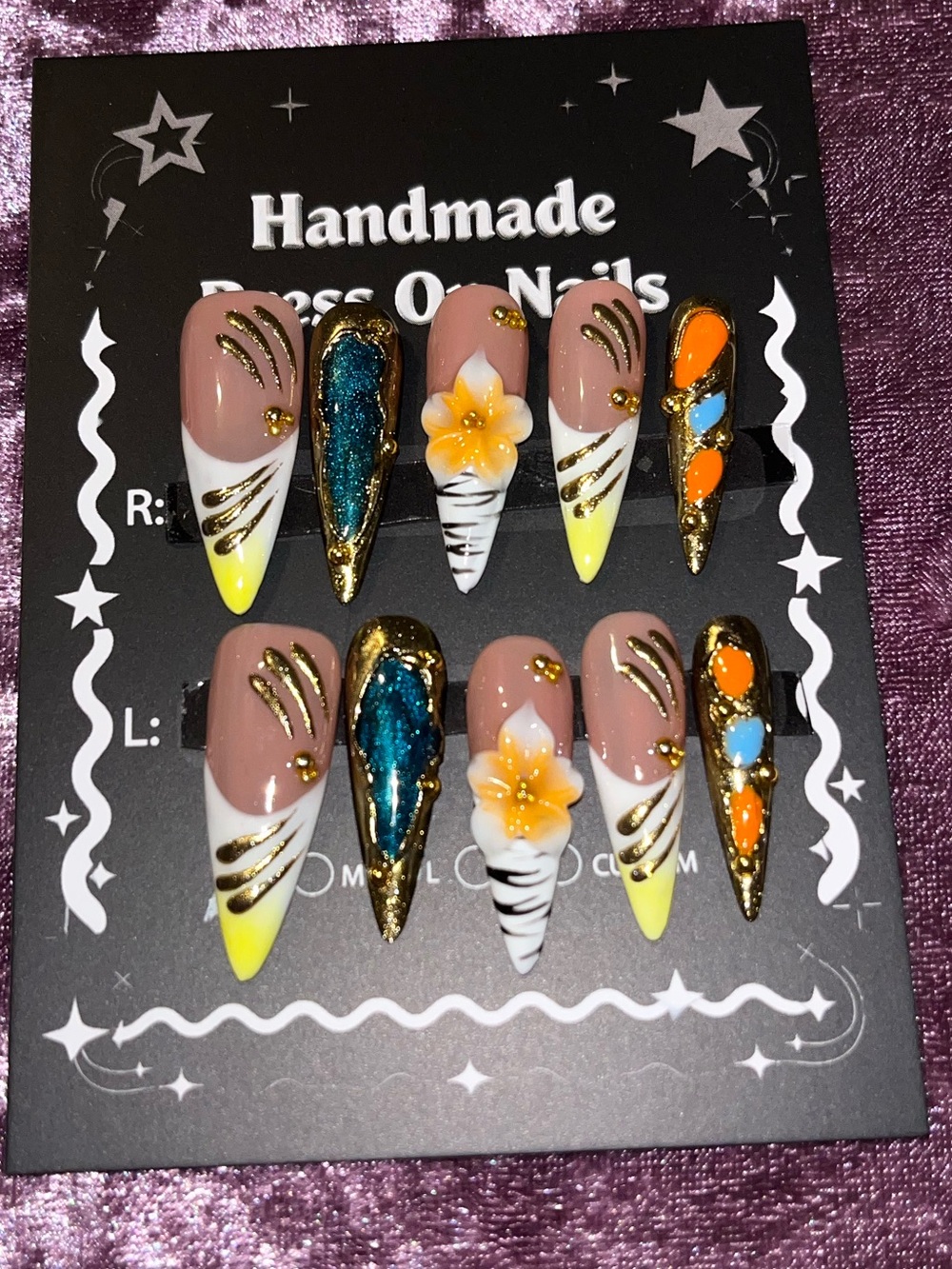 Yellow & Nude Floral Press-On Nails -